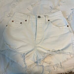 Original Levi 501 white denim jean shorts. Waist 25.